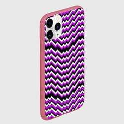 Чехол iPhone 11 Pro матовый Фиолетовые и белые ломаные линии, цвет: 3D-малиновый — фото 2