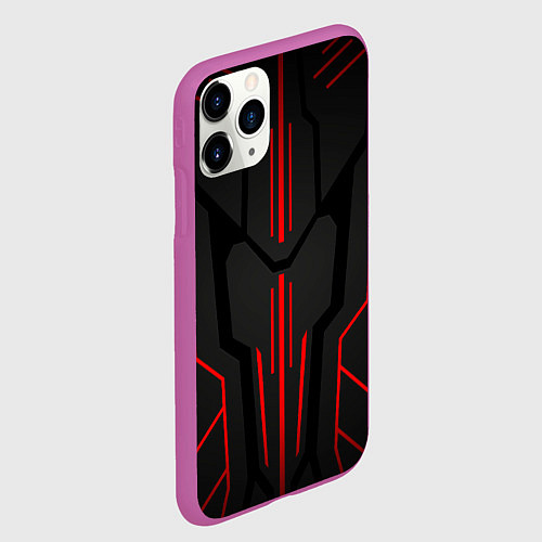 Чехол iPhone 11 Pro матовый Красная стальная броня / 3D-Фиолетовый – фото 2