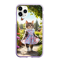 Чехол iPhone 11 Pro матовый Кошка в летнем платье в саду
