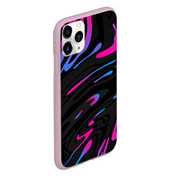 Чехол iPhone 11 Pro матовый Неоновые разводы - фиолетовый, цвет: 3D-розовый — фото 2