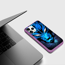 Чехол iPhone 11 Pro матовый Genshin Impact - Волк Севера, цвет: 3D-фиолетовый — фото 2