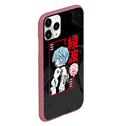 Чехол iPhone 11 Pro матовый Evangelion - Рей Аянами, цвет: 3D-малиновый — фото 2