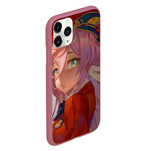 Чехол iPhone 11 Pro матовый Genshin Impact Янь Фэй cute / 3D-Малиновый – фото 2