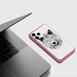 Чехол iPhone 11 Pro матовый Фантастический волк, цвет: 3D-малиновый — фото 2
