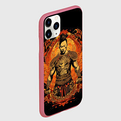 Чехол iPhone 11 Pro матовый Муай-Тай боец ретро стиль, цвет: 3D-малиновый — фото 2