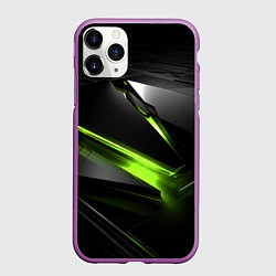 Чехол iPhone 11 Pro матовый Зеленая абстрактная конструкция в стиле nvidia