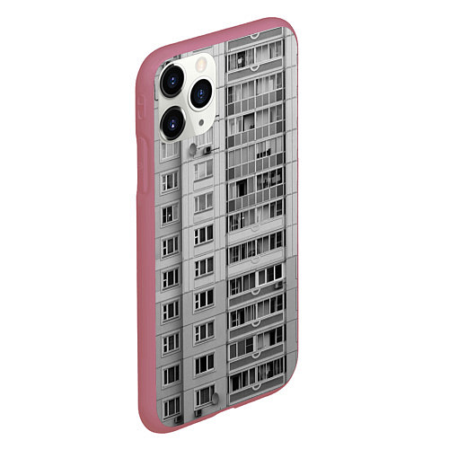 Чехол iPhone 11 Pro матовый Эстетика панельки / 3D-Малиновый – фото 2