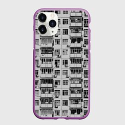 Чехол iPhone 11 Pro матовый Панелька в черно-белых тонах, цвет: 3D-фиолетовый