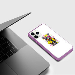 Чехол iPhone 11 Pro матовый Медвежонок аниме в стиле pop art, цвет: 3D-фиолетовый — фото 2
