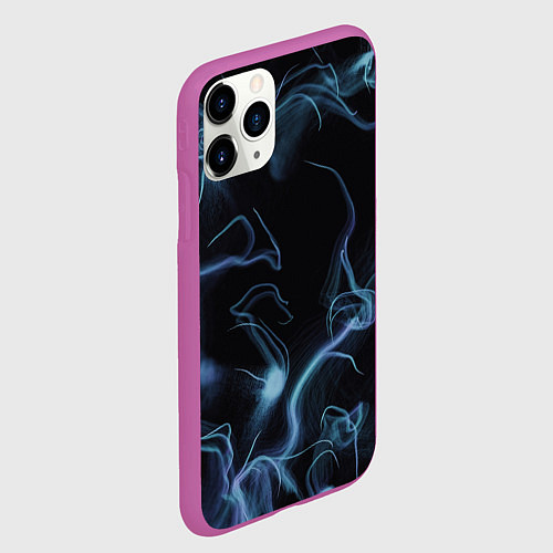 Чехол iPhone 11 Pro матовый Синие неоновые молнии / 3D-Фиолетовый – фото 2