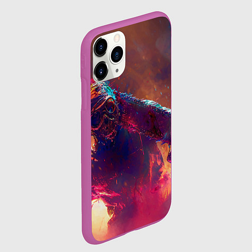 Чехол iPhone 11 Pro матовый Человек с пилой в маске / 3D-Фиолетовый – фото 2