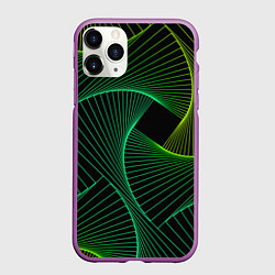 Чехол iPhone 11 Pro матовый Сетка скрученных линий, цвет: 3D-фиолетовый