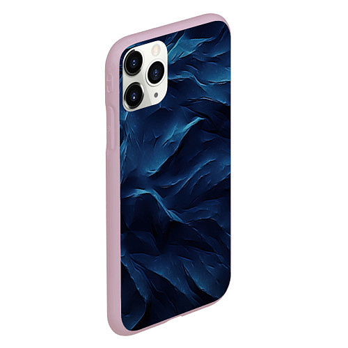 Чехол iPhone 11 Pro матовый Синие глубокие абстрактные волны / 3D-Розовый – фото 2