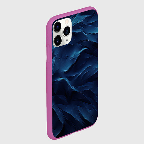 Чехол iPhone 11 Pro матовый Синие глубокие абстрактные волны / 3D-Фиолетовый – фото 2