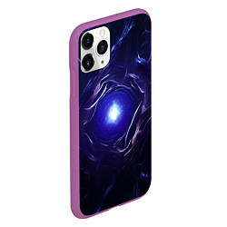 Чехол iPhone 11 Pro матовый Синее абстрактное сияние, цвет: 3D-фиолетовый — фото 2