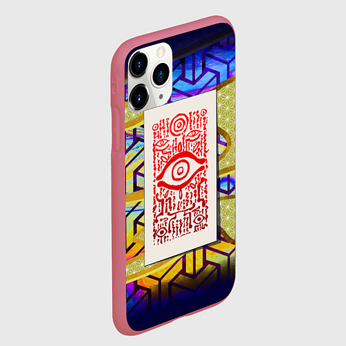 Чехол iPhone 11 Pro матовый Амулет и золотой туман / 3D-Малиновый – фото 2