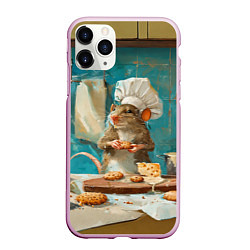 Чехол iPhone 11 Pro матовый Крыса шеф повар на кухне, цвет: 3D-розовый