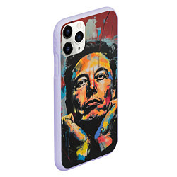 Чехол iPhone 11 Pro матовый Илон Маск граффити портрет, цвет: 3D-светло-сиреневый — фото 2