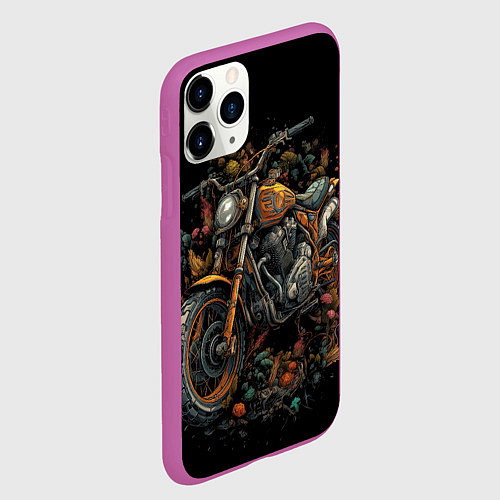 Чехол iPhone 11 Pro матовый Мотоцикл абстракции / 3D-Фиолетовый – фото 2