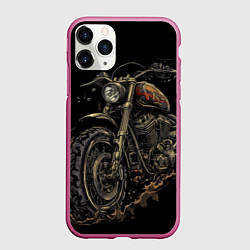 Чехол iPhone 11 Pro матовый Старый грязный мотоцикл, цвет: 3D-малиновый