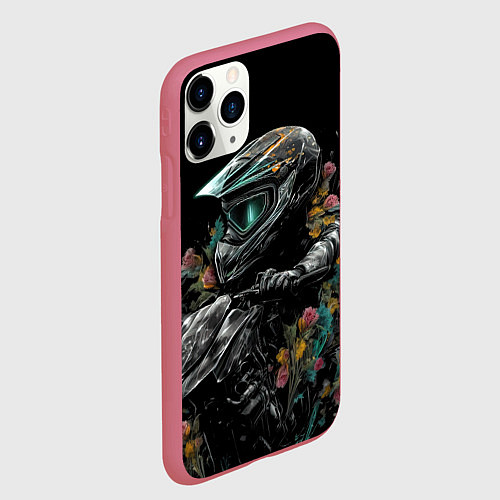 Чехол iPhone 11 Pro матовый Абстрактный байкер / 3D-Малиновый – фото 2
