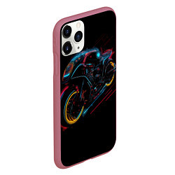 Чехол iPhone 11 Pro матовый Мотоцикл будущего в стиле киберпанк, цвет: 3D-малиновый — фото 2