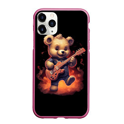 Чехол iPhone 11 Pro матовый Плюшевый медведь играет на гитаре