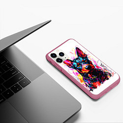 Чехол iPhone 11 Pro матовый Доберман маркерами, цвет: 3D-малиновый — фото 2