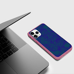 Чехол iPhone 11 Pro матовый Камуфляж синий с зелеными пятнами, цвет: 3D-малиновый — фото 2