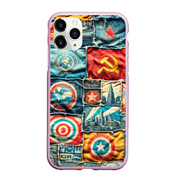 Чехол iPhone 11 Pro матовый Пэчворк джинсы в СССР, цвет: 3D-розовый