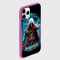 Чехол iPhone 11 Pro матовый Assassins creed холодный фон, цвет: 3D-фиолетовый — фото 2