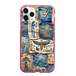 Чехол iPhone 11 Pro матовый Пэчворк из Египетских мотивов, цвет: 3D-малиновый