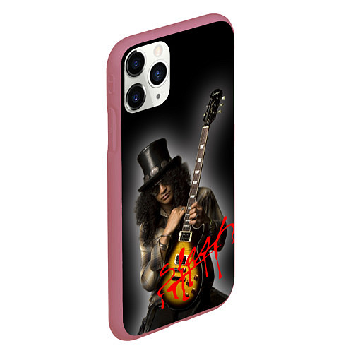 Чехол iPhone 11 Pro матовый Slash музыкант группы Guns N Roses / 3D-Малиновый – фото 2