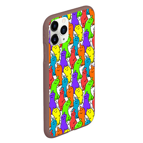 Чехол iPhone 11 Pro матовый Весёлые цветные презервативы / 3D-Коричневый – фото 2