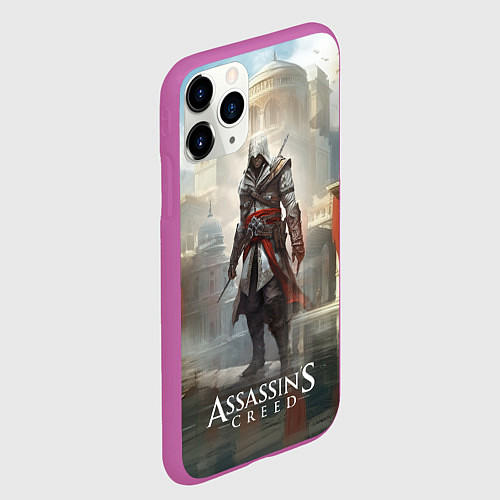 Чехол iPhone 11 Pro матовый Assassins creed game poster / 3D-Фиолетовый – фото 2