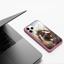 Чехол iPhone 11 Pro матовый Assassins creed старинный город, цвет: 3D-малиновый — фото 2