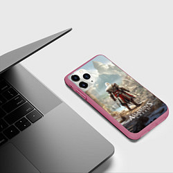Чехол iPhone 11 Pro матовый Assassins creed старинный город, цвет: 3D-малиновый — фото 2