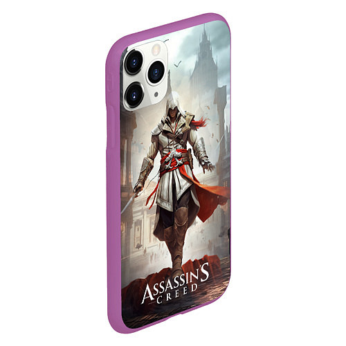 Чехол iPhone 11 Pro матовый Assassins creed старый город / 3D-Фиолетовый – фото 2