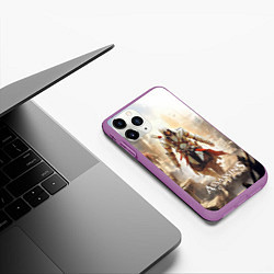 Чехол iPhone 11 Pro матовый Assassins creed старый город, цвет: 3D-фиолетовый — фото 2