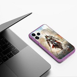 Чехол iPhone 11 Pro матовый Assassins creed poster game, цвет: 3D-фиолетовый — фото 2