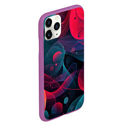 Чехол iPhone 11 Pro матовый Синие и розовые лепестки абстракции, цвет: 3D-фиолетовый — фото 2