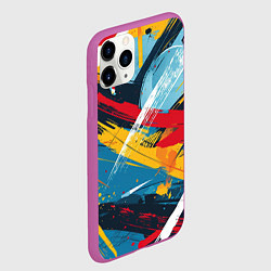 Чехол iPhone 11 Pro матовый Цветные мазки красок, цвет: 3D-фиолетовый — фото 2