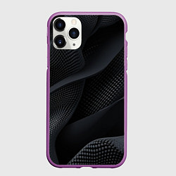 Чехол iPhone 11 Pro матовый Черная геометрическая материя, цвет: 3D-фиолетовый