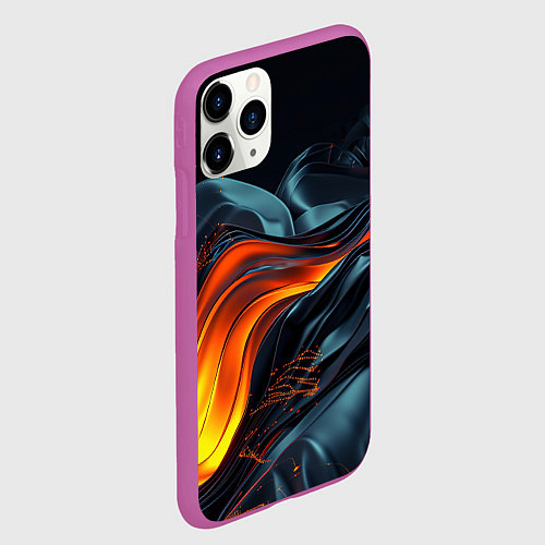 Чехол iPhone 11 Pro матовый Волнистая темная материя / 3D-Фиолетовый – фото 2