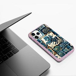 Чехол iPhone 11 Pro матовый Рыцарь на пэчворк дениме, цвет: 3D-розовый — фото 2