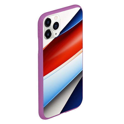 Чехол iPhone 11 Pro матовый Абстрактный минимализм плавные волнистые линии / 3D-Фиолетовый – фото 2