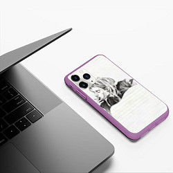 Чехол iPhone 11 Pro матовый Рисунок Курта Кобейна, цвет: 3D-фиолетовый — фото 2