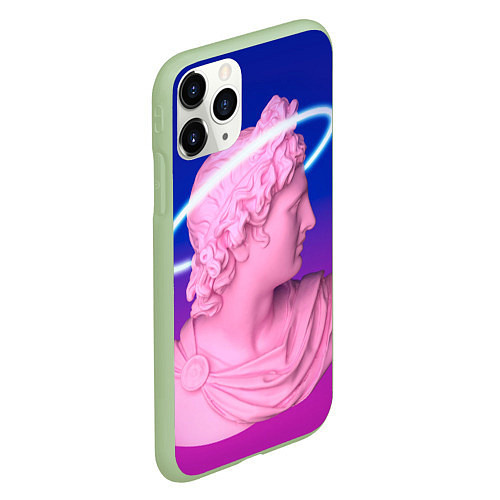 Чехол iPhone 11 Pro матовый Vaporwave neon / 3D-Салатовый – фото 2