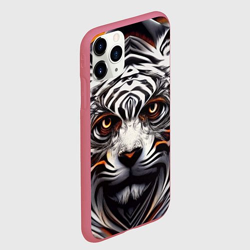 Чехол iPhone 11 Pro матовый Абстракция: тигр / 3D-Малиновый – фото 2