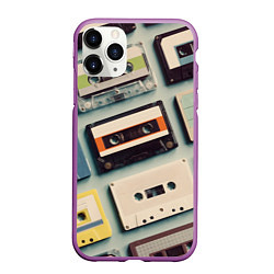 Чехол iPhone 11 Pro матовый Ретро аудио кассеты